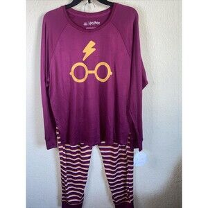 new Harry Potter wizard Pajama PJ Set Hogwarts  XL Stripes Long sleeve women
